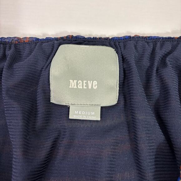 Maeve Blue and Orange Asymmetrical Strapless Sundress Size Medium JJ07000 - Picture 6 of 8